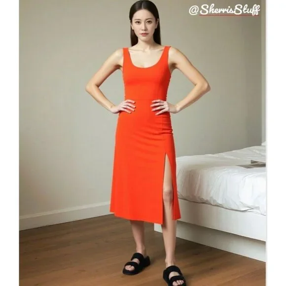 NWT New Nordstrom Open Edit Womens Red Grenadine Sleeveless Tank Dress M - Picture 4 of 12